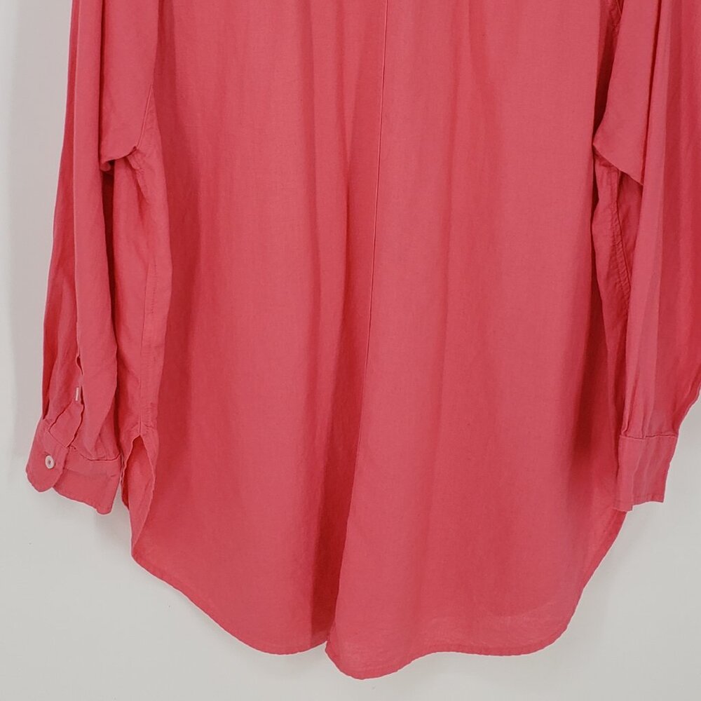 Aerie Oversized Linen Button Down Shirt Top - Picture 8 of 9